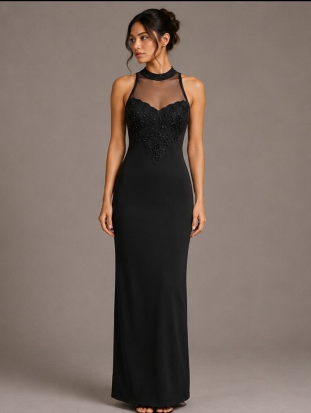 Stenay Black Sleeveless Gown